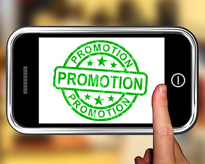 Image showing Promotion On Smartphone Shows Special Promotions