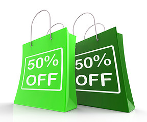 Image showing Fifty Percent Off On Shopping Bags Shows 50 Bargains