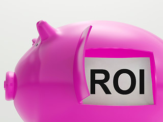 Image showing ROI Piggy Bank Shows Return On Investment