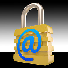 Image showing At Sign Padlock Shows Private Mail Secured