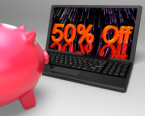 Image showing Fifty Percent Off On Laptop Shows Bargains