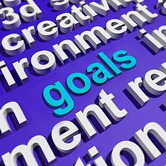 Image showing Goals In Word Cloud Shows Aims Objectives Or Aspirations