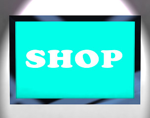 Image showing Shop Screen Shows Buying From Store Online