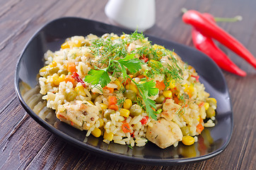 Image showing rice with meat and vegetables