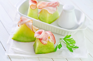 Image showing melon and ham