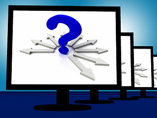 Image showing Question Mark On Monitors Showing Enquiries