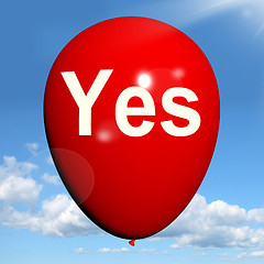 Image showing Yes Balloon Means Affirmative Approval and Certainty