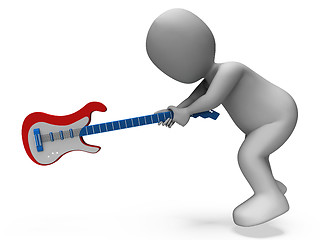 Image showing Angry Aggressive Guitarist Smashing Guitar Shows Rocker Rock Mus