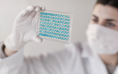 Image showing close up of scientist making test in lab