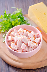 Image showing ingredients for salad, chicken and cheese