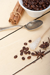 Image showing espresso coffee with sugar and spice
