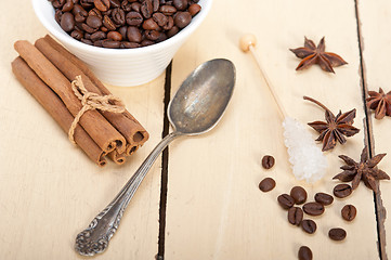 Image showing espresso coffee with sugar and spice