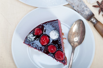 Image showing blueberry and raspberry cake mousse dessert