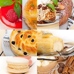 Image showing fresh dessert cake collage 