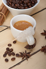 Image showing espresso coffee with sugar and spice