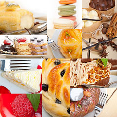 Image showing fresh dessert cake collage 