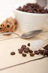 Image showing espresso coffee with sugar and spice