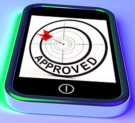 Image showing Approved Smartphone Shows Accepted Authorised Or Endorsed