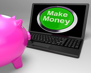 Image showing Make Money Button On Laptop Showing Investments