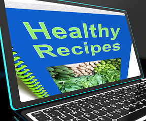 Image showing Healthy Recipes On Laptop Shows Online Recipes