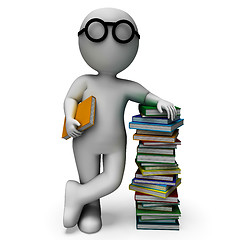 Image showing Student And Books Shows Education