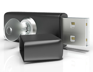 Image showing Usb Flash And Key Shows Secure Portable Storage