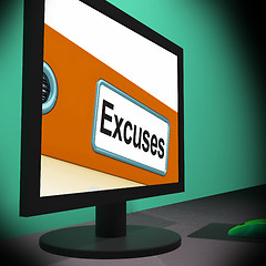 Image showing Excuses On Monitor Shows Reasons
