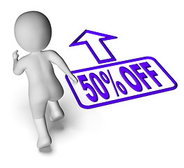 Image showing Running Character Shows Sale Discount Fifty Percent Off 50