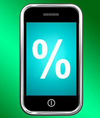 Image showing Percent Sign On Phone Shows Percentage Discount Or Investment