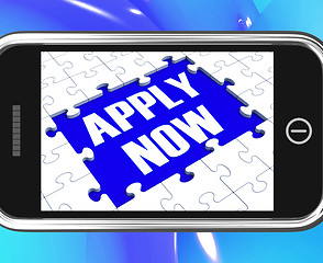 Image showing Apply Now On Smartphone Showing Job Applications