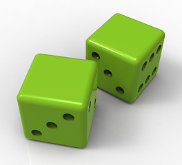 Image showing Blank Green Dice Shows Copyspace Gambling And Luck