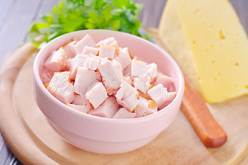 Image showing ingredients for salad, chicken and cheese