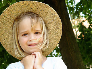 Image showing girl with straw hat