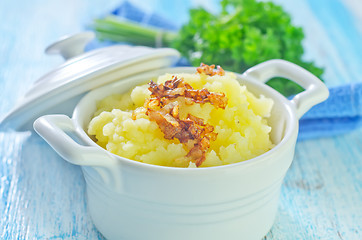 Image showing mashed potato with fried onion