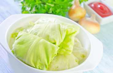 Image showing cabbage leaf with meat