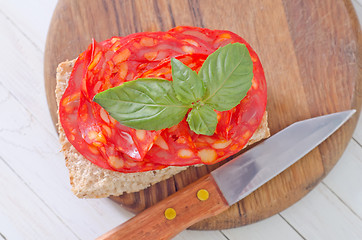 Image showing bread with salami