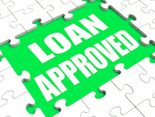 Image showing Loan Approved Puzzle Shows Credit Lending Agreement Approval