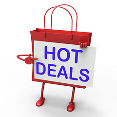 Image showing Hot Deals Bag Shows Discounts and Bargains