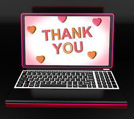 Image showing Thank You On Laptop Shows Appreciation Thanks And Gratefulness