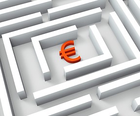 Image showing Euro Sign In Maze Shows Euros Credit