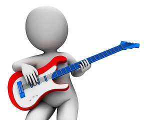 Image showing Rock Guitarist Playing Shows Music Guitar And Rocker Character