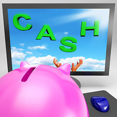 Image showing Cash On Monitor Shows Savings