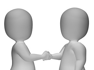 Image showing 3d Characters Shaking Hands Shows Greeting Or Deal