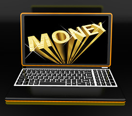 Image showing Money On Laptop Showing Earnings