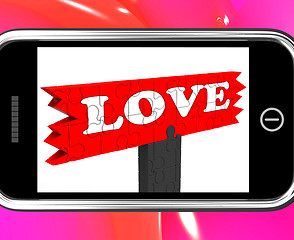 Image showing Love On Smartphone Shows Romance