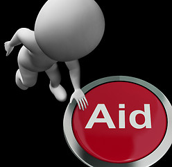 Image showing Aid Button Shows Help Support Or Treatment