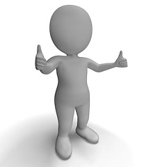 Image showing Thumbs Up 3d Character Shows Success And Approval