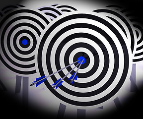 Image showing Triple Target Shows Focused Successful Aim