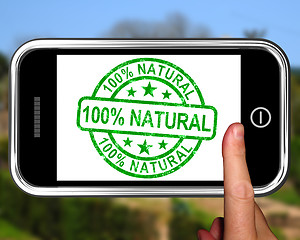 Image showing 100Percent Natural On Smartphone Shows Healthy Food