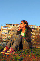 Image showing girl smoking